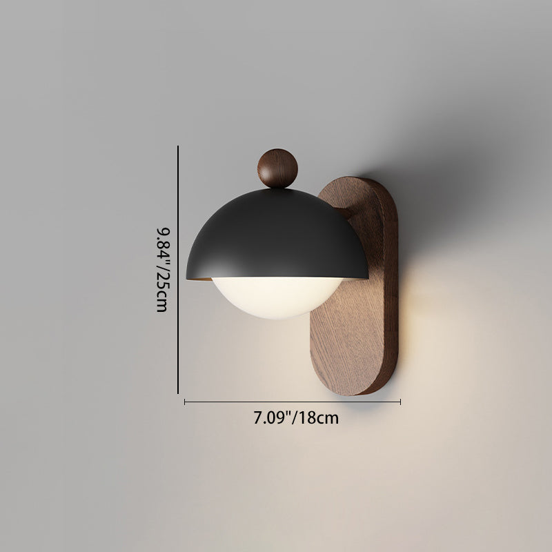 Moderne Mid-Century Eisen Massivholz Acryl Modulare Sphärische 1-Licht Wandleuchte Für Arbeitszimmer Oder Nachttisch 
