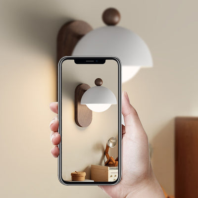 Moderne Mid-Century Eisen Massivholz Acryl Modulare Sphärische 1-Licht Wandleuchte Für Arbeitszimmer Oder Nachttisch 