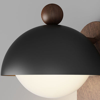 Moderne Mid-Century Eisen Massivholz Acryl Modulare Sphärische 1-Licht Wandleuchte Für Arbeitszimmer Oder Nachttisch 