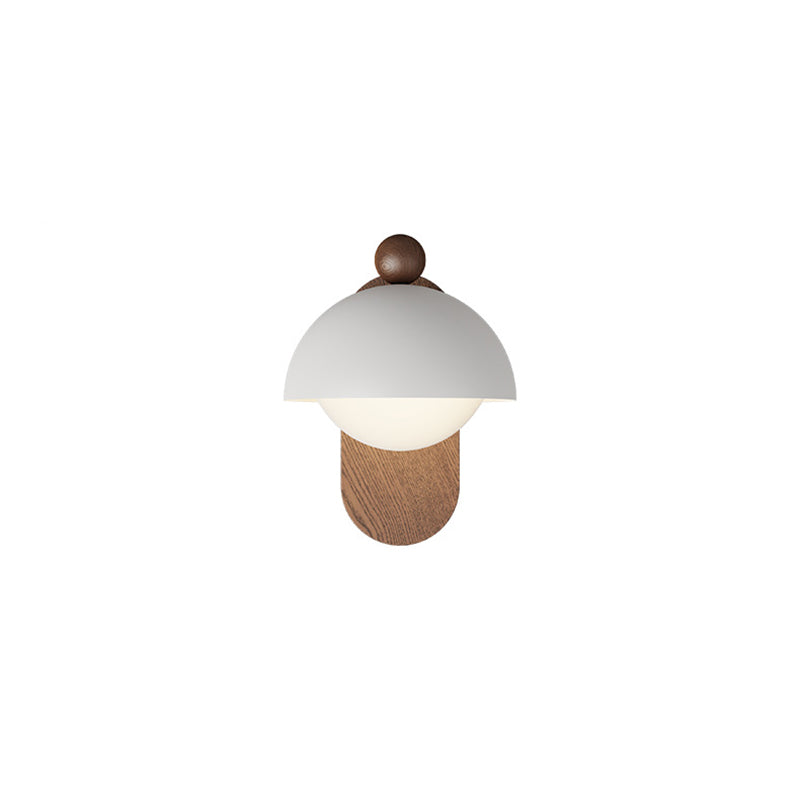 Moderne Mid-Century Eisen Massivholz Acryl Modulare Sphärische 1-Licht Wandleuchte Für Arbeitszimmer Oder Nachttisch 
