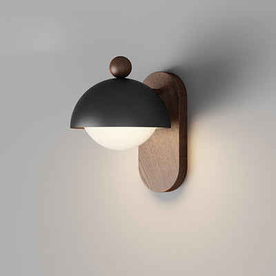 Moderne Mid-Century Eisen Massivholz Acryl Modulare Sphärische 1-Licht Wandleuchte Für Arbeitszimmer Oder Nachttisch 