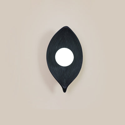 Traditional Japanese Resin Rotomolding Leaf-Shaped 1-Light Wall Sconce Lamp For Bedroom Or Hallway