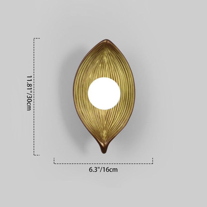 Traditional Japanese Resin Rotomolding Leaf-Shaped 1-Light Wall Sconce Lamp For Bedroom Or Hallway