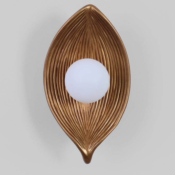 Traditional Japanese Resin Rotomolding Leaf-Shaped 1-Light Wall Sconce Lamp For Bedroom Or Hallway
