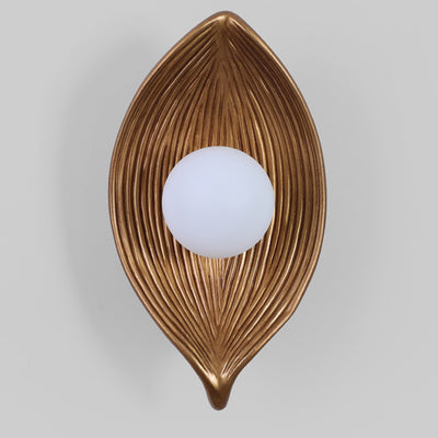 Traditional Japanese Resin Rotomolding Leaf-Shaped 1-Light Wall Sconce Lamp For Bedroom Or Hallway