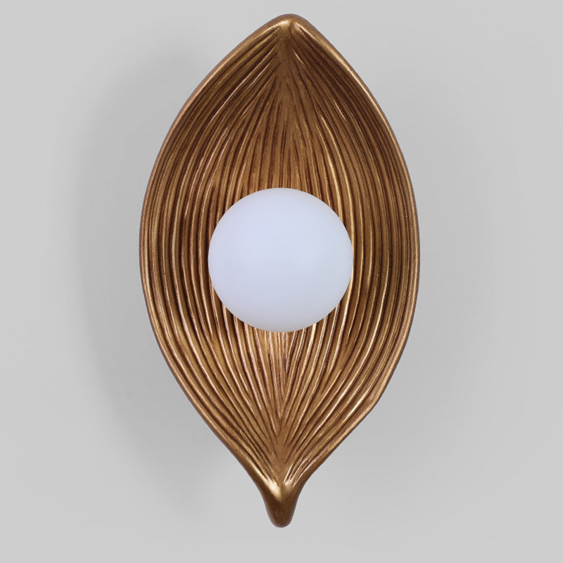 Traditional Japanese Resin Rotomolding Leaf-Shaped 1-Light Wall Sconce Lamp For Bedroom Or Hallway