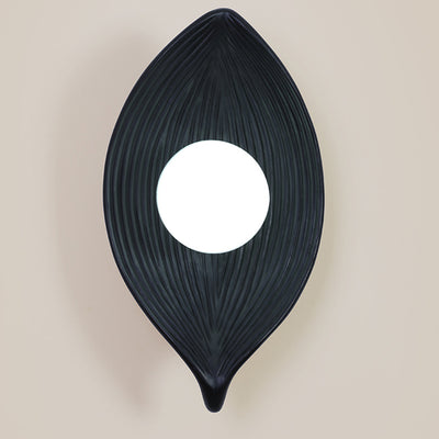 Traditional Japanese Resin Rotomolding Leaf-Shaped 1-Light Wall Sconce Lamp For Bedroom Or Hallway