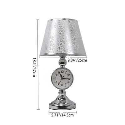 Traditionelle europäische Eisenstoff-Kegelstumpf 1-Licht-Tischlampe für Nachttisch oder Arbeitszimmer 