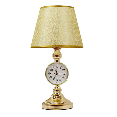 Traditionelle europäische Eisenstoff-Kegelstumpf 1-Licht-Tischlampe für Nachttisch oder Arbeitszimmer 