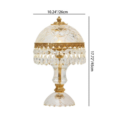 Traditional Luxury Brass Crystal Jellyfish-Shaped 1-Light Table Lamp For Bedside Or Living Room