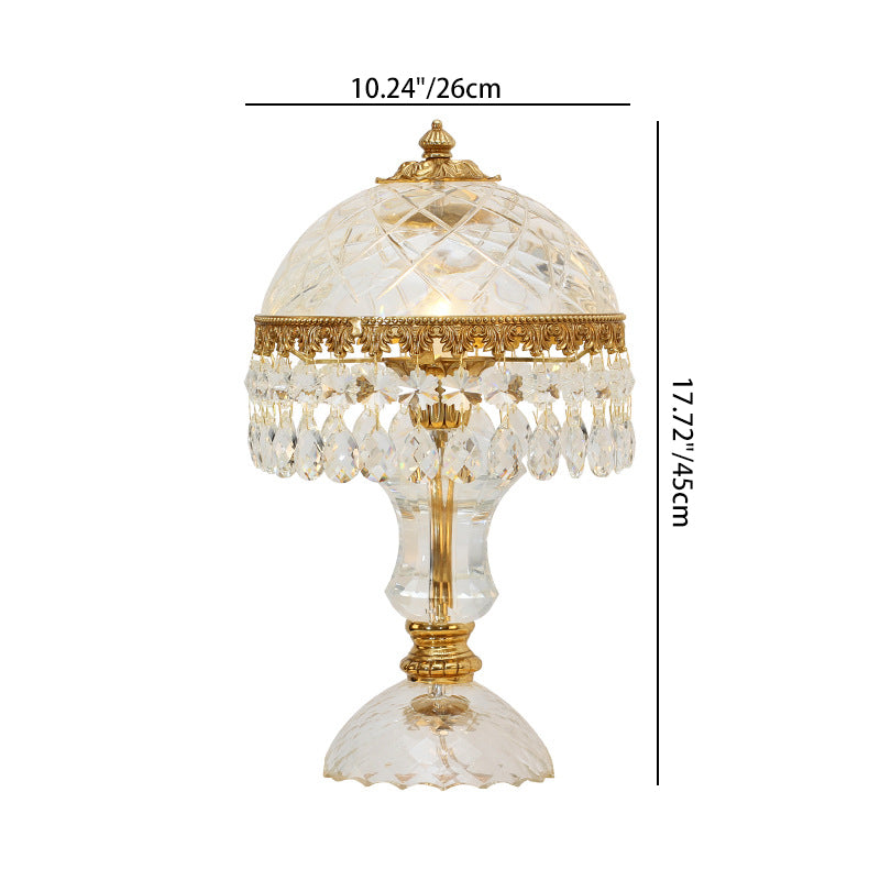 Traditional Luxury Brass Crystal Jellyfish-Shaped 1-Light Table Lamp For Bedside Or Living Room