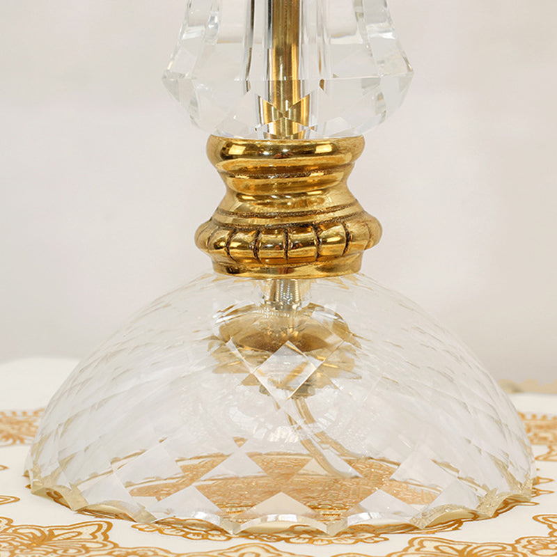 Traditional Luxury Brass Crystal Jellyfish-Shaped 1-Light Table Lamp For Bedside Or Living Room