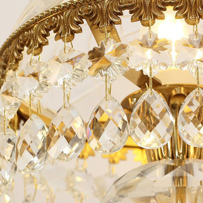 Traditional Luxury Brass Crystal Jellyfish-Shaped 1-Light Table Lamp For Bedside Or Living Room