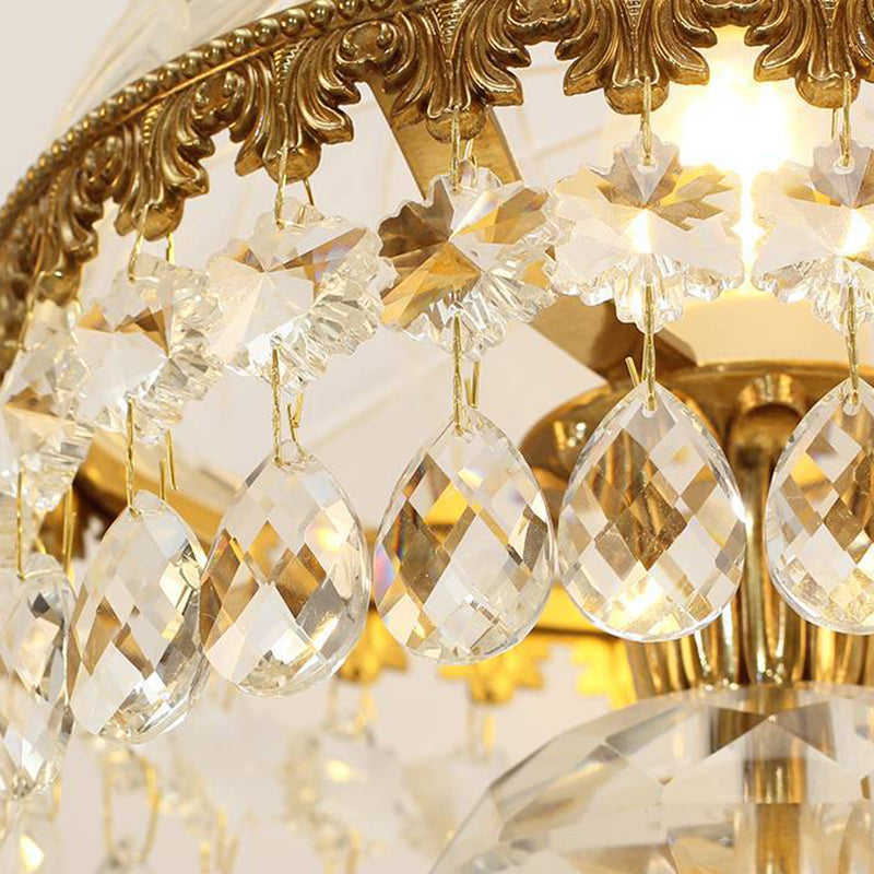 Traditional Luxury Brass Crystal Jellyfish-Shaped 1-Light Table Lamp For Bedside Or Living Room