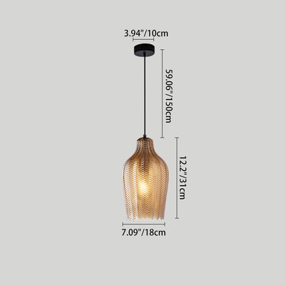 Lámpara Colgante Contemporánea Nórdica de Vidrio de Hierro Cónica Cilíndrica de 1 Luz Para Cocina o Sala de Estar 
