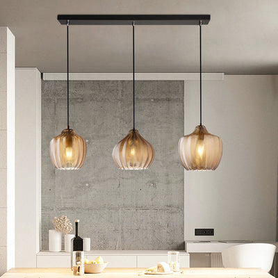 Lámpara Colgante Contemporánea Nórdica de Vidrio de Hierro Cónica Cilíndrica de 1 Luz Para Cocina o Sala de Estar 