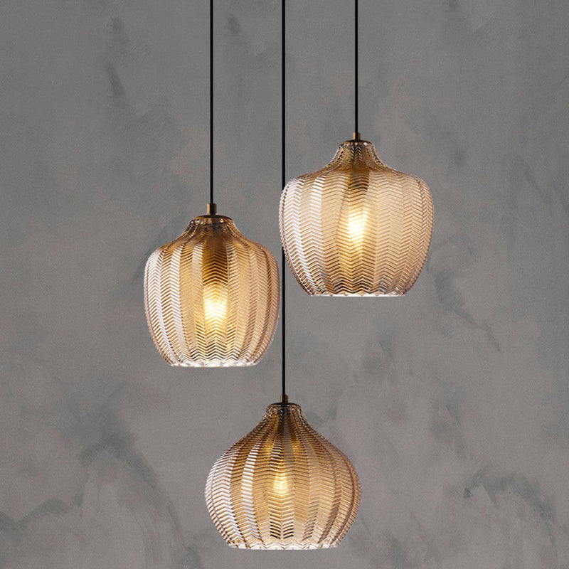 Contemporary Nordic Iron Glass Tapered Flared Cylindrical 1-Light Pendant Light For Kitchen Or Living Room