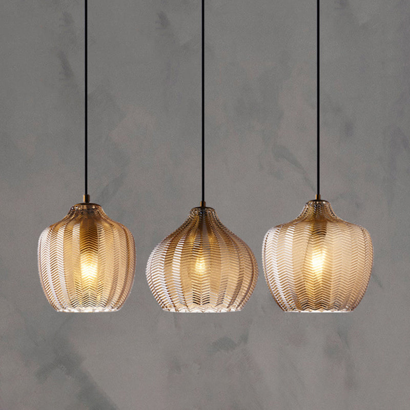Contemporary Nordic Iron Glass Tapered Flared Cylindrical 1-Light Pendant Light For Kitchen Or Living Room