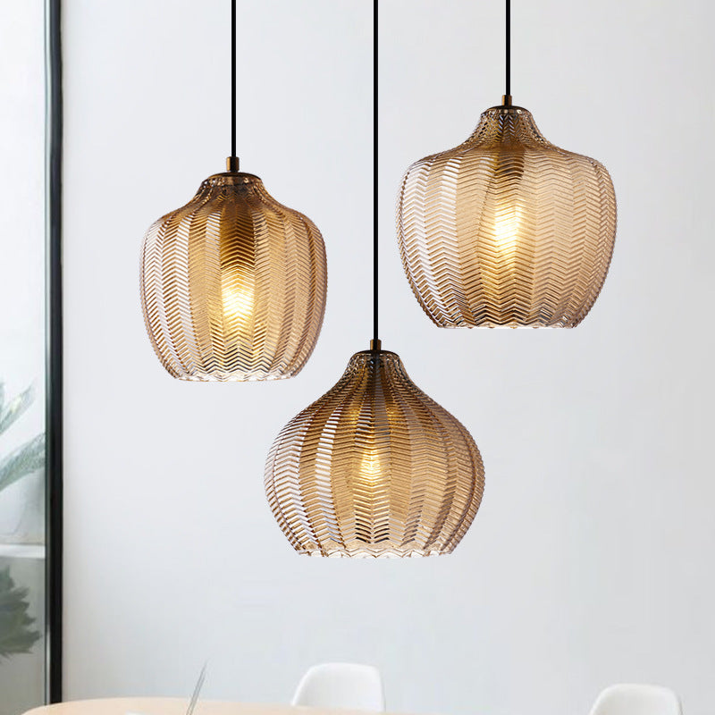Lámpara Colgante Contemporánea Nórdica de Vidrio de Hierro Cónica Cilíndrica de 1 Luz Para Cocina o Sala de Estar 