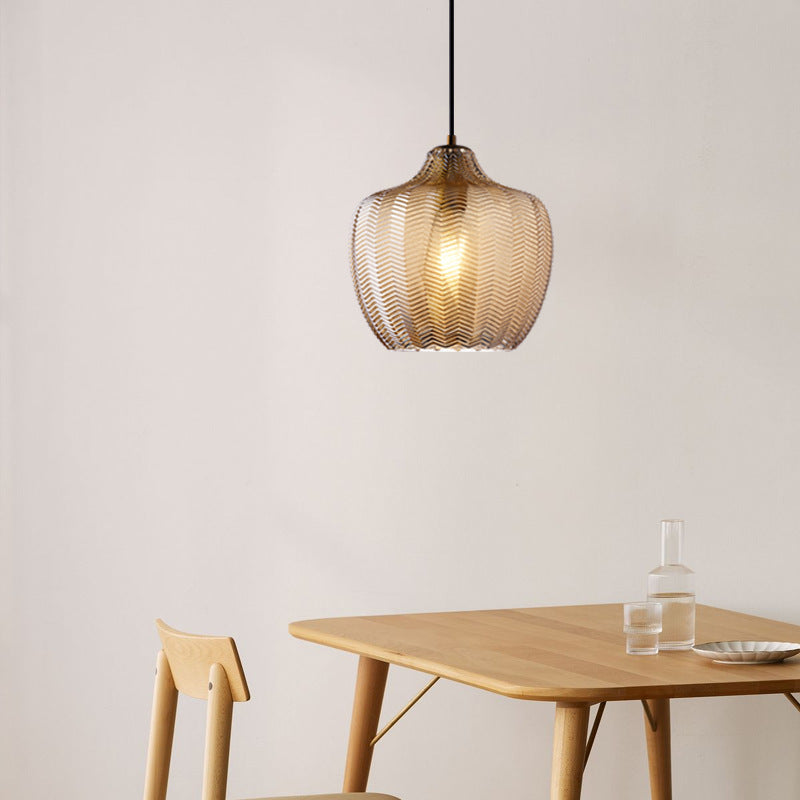 Lámpara Colgante Contemporánea Nórdica de Vidrio de Hierro Cónica Cilíndrica de 1 Luz Para Cocina o Sala de Estar 