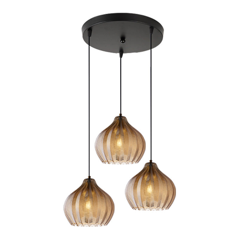 Contemporary Nordic Iron Glass Tapered Flared Cylindrical 1-Light Pendant Light For Kitchen Or Living Room