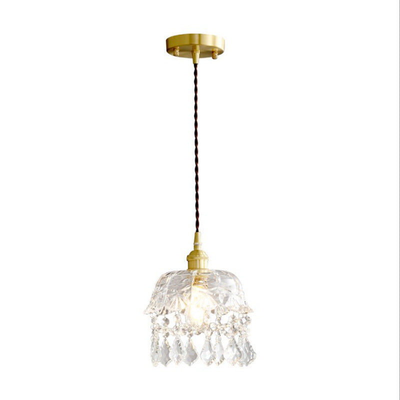 Zeitgenössische nordische Wassertropfen-Kupferglas-Kristall-1-Licht-Pendelleuchte für Wohnzimmer 