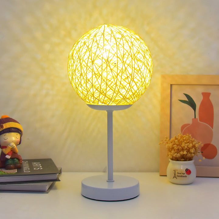 Moderne Art Deco Mond Eisen Rattan LED Tisch Lampe Für Schlafzimmer 
