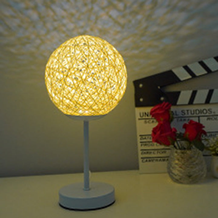 Moderne Art Deco Mond Eisen Rattan LED Tisch Lampe Für Schlafzimmer 