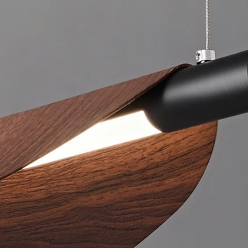 Lustre suspendu LED PC en fer à feuilles japonais traditionnel pour salon 