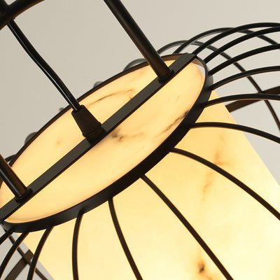 Suspension Luminaire Traditionnel Chinois Rond en Résine et Fer à 1 Lumière pour Jardin 