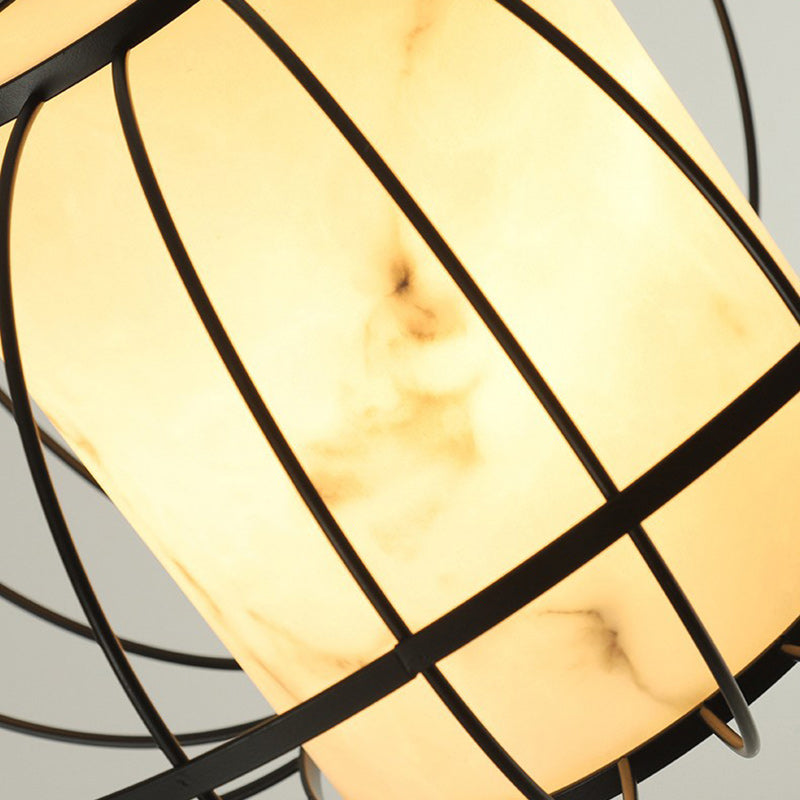 Suspension Luminaire Traditionnel Chinois Rond en Résine et Fer à 1 Lumière pour Jardin 