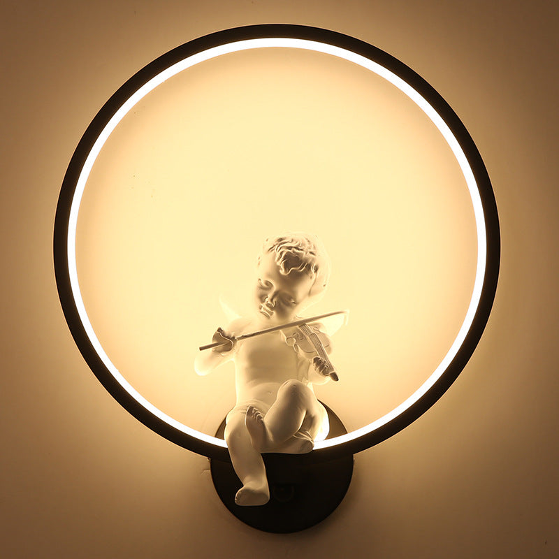 Lámpara de Aplique de Pared LED Redonda de Plástico Creativa Contemporánea para Sala de Estar 