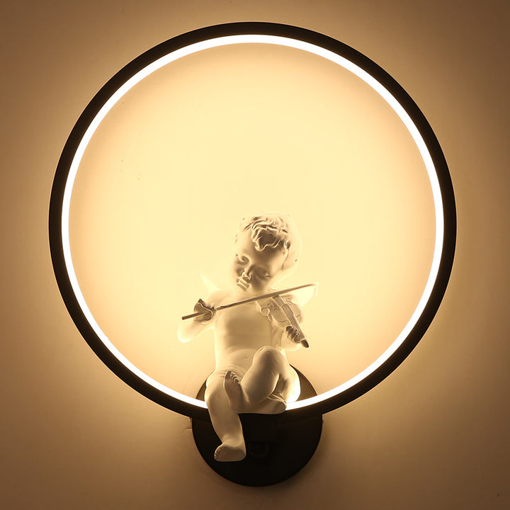 Lámpara de Aplique de Pared LED Redonda de Plástico Creativa Contemporánea para Sala de Estar 