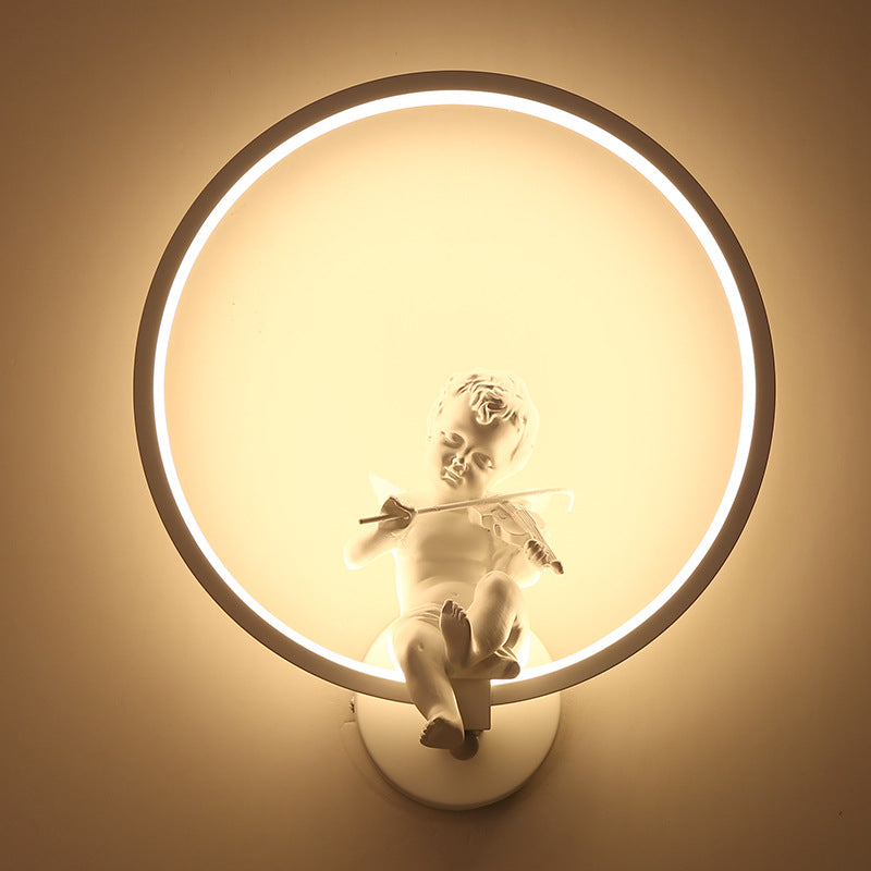 Lámpara de Aplique de Pared LED Redonda de Plástico Creativa Contemporánea para Sala de Estar 