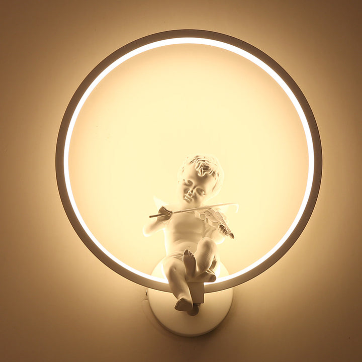 Lámpara de Aplique de Pared LED Redonda de Plástico Creativa Contemporánea para Sala de Estar 