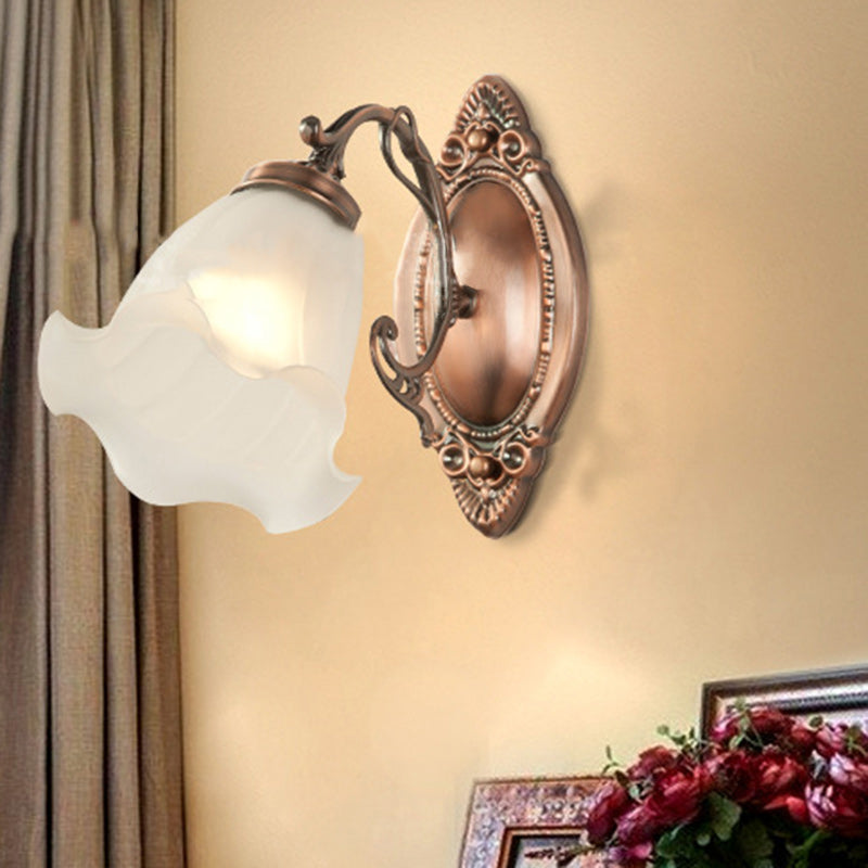 Applique Murale à 1 Lumière en Verre Cuivre avec Tambour Européen Traditionnel pour Salon 