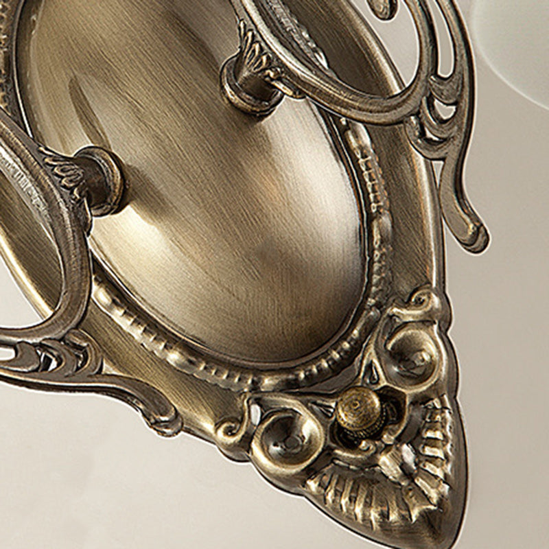 Applique Murale à 1 Lumière en Verre Cuivre avec Tambour Européen Traditionnel pour Salon 