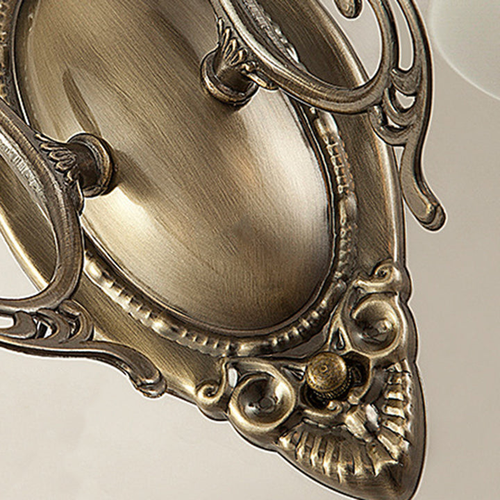 Applique Murale à 1 Lumière en Verre Cuivre avec Tambour Européen Traditionnel pour Salon 
