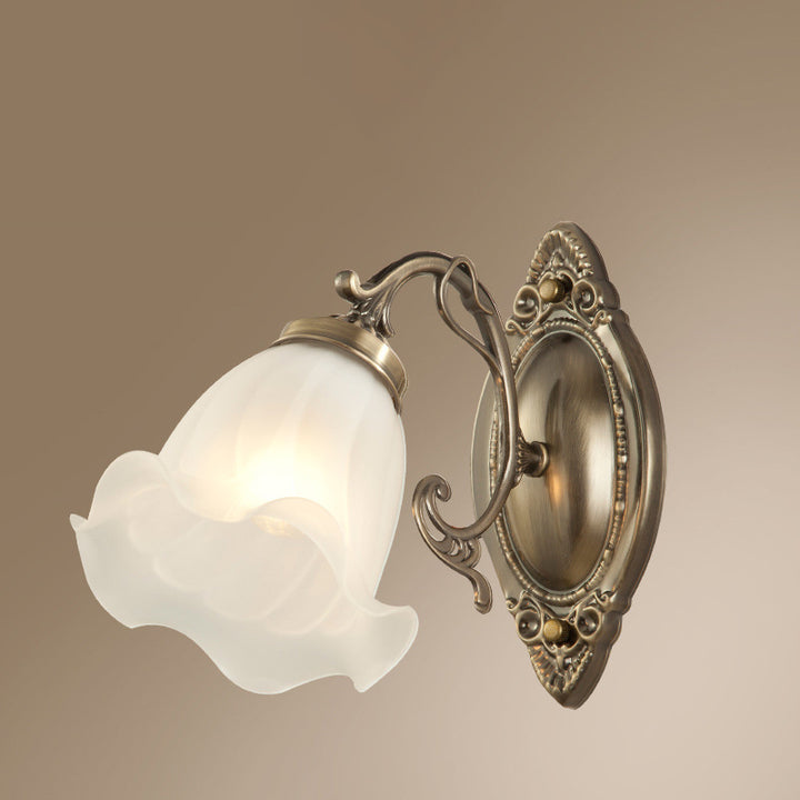 Applique Murale à 1 Lumière en Verre Cuivre avec Tambour Européen Traditionnel pour Salon 