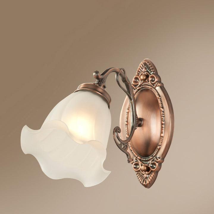 Applique Murale à 1 Lumière en Verre Cuivre avec Tambour Européen Traditionnel pour Salon 