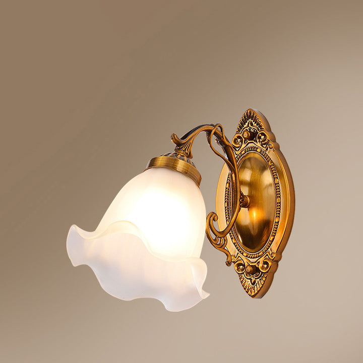 Applique Murale à 1 Lumière en Verre Cuivre avec Tambour Européen Traditionnel pour Salon 
