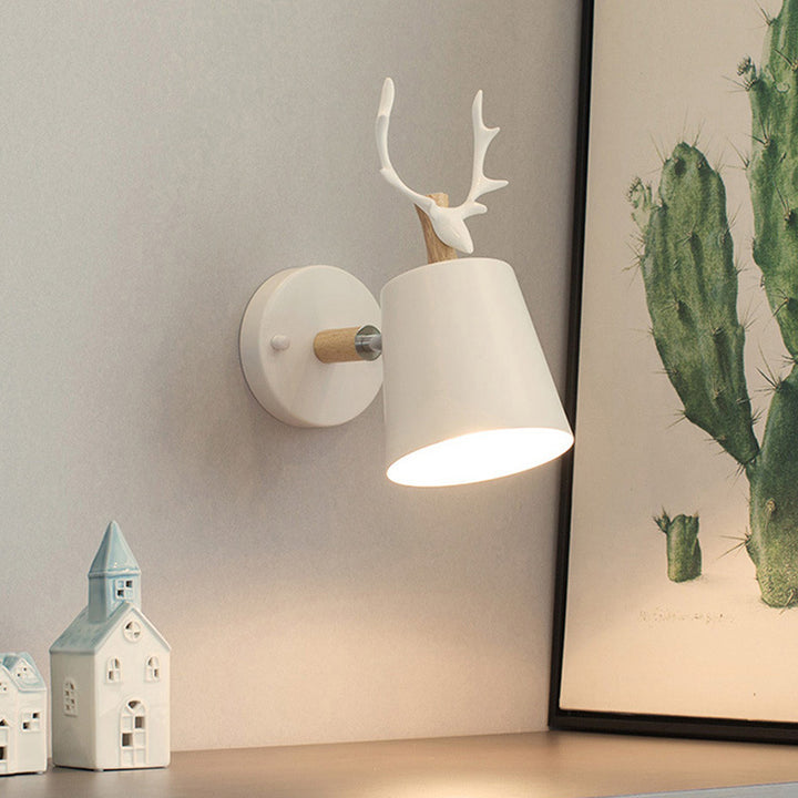Zeitgenössische kreative Trommel Eisen Holz 1-Licht Wandleuchte Lampe für Wohnzimmer 