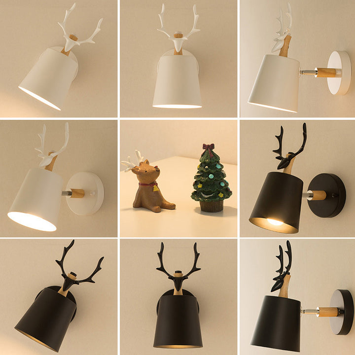 Zeitgenössische kreative Trommel Eisen Holz 1-Licht Wandleuchte Lampe für Wohnzimmer 