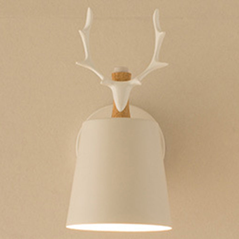 Zeitgenössische kreative Trommel Eisen Holz 1-Licht Wandleuchte Lampe für Wohnzimmer 