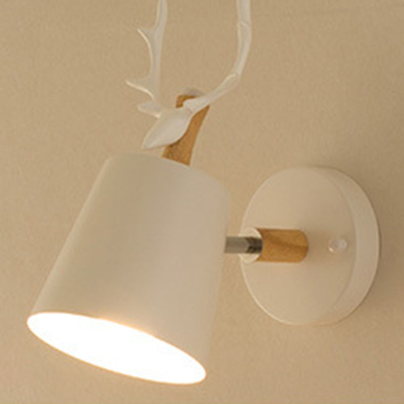 Zeitgenössische kreative Trommel Eisen Holz 1-Licht Wandleuchte Lampe für Wohnzimmer 
