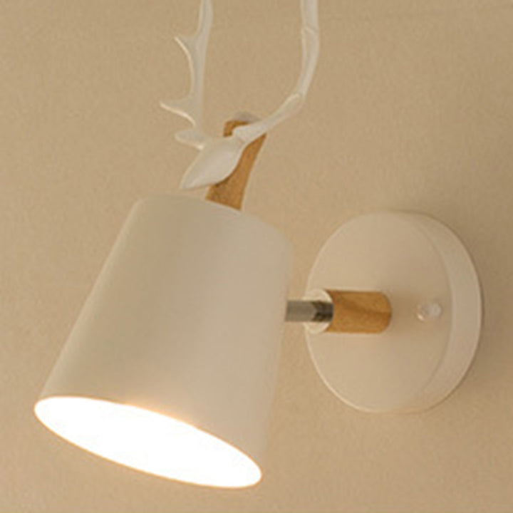 Zeitgenössische kreative Trommel Eisen Holz 1-Licht Wandleuchte Lampe für Wohnzimmer 