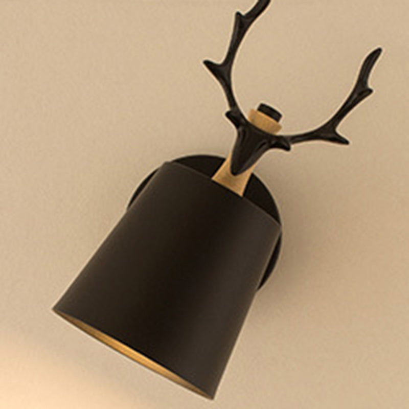 Zeitgenössische kreative Trommel Eisen Holz 1-Licht Wandleuchte Lampe für Wohnzimmer 