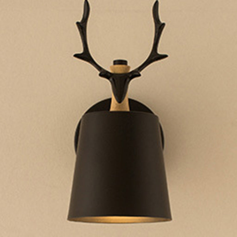 Zeitgenössische kreative Trommel Eisen Holz 1-Licht Wandleuchte Lampe für Wohnzimmer 