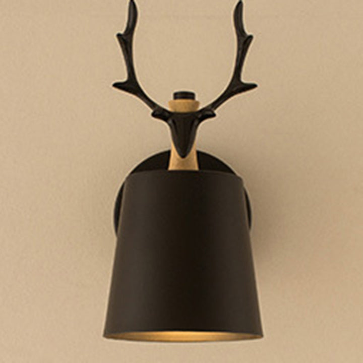 Zeitgenössische kreative Trommel Eisen Holz 1-Licht Wandleuchte Lampe für Wohnzimmer 