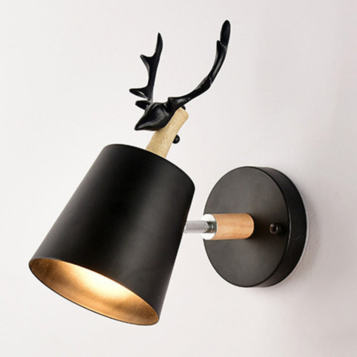 Zeitgenössische kreative Trommel Eisen Holz 1-Licht Wandleuchte Lampe für Wohnzimmer 
